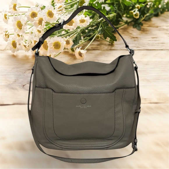 Marc Jacobs Empire City Gray Pebbled Leather Hobo Shoulder
